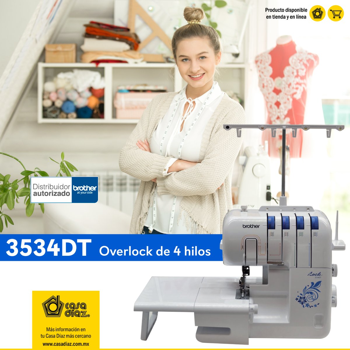 CasaDiazMX's tweet image. La máquina #overlock #Brother 3534DT es una máquina especializada de sobrehilado ideal para costuras más planas, dobladillos, enrollados, costuras seguras y alimentación diferencial. Conócela AQUÍ 👇 
bit.ly/373IKG9