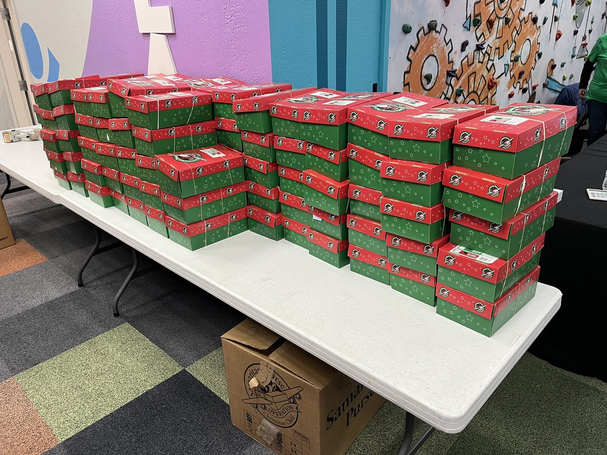 Grace_Today's tweet photo. Just dropped off 108 boxes for Operation Christmas Child. Dedicated these boxes to the Lord and prayed over them in our Sunday morning service. Our 3rd year to participate in this wonderful outreach event! https://t.co/BknKUY9L4r