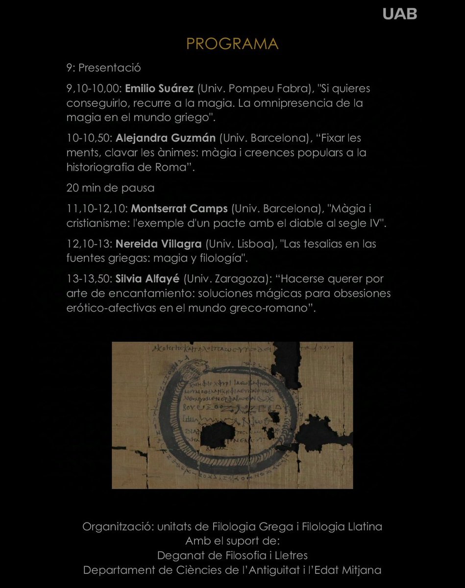 Numinasacra's tweet photo. Mañana en Barcelona, jornada sobre magia en la Antigüedad 😊 https://t.co/iw3NXTrGZT