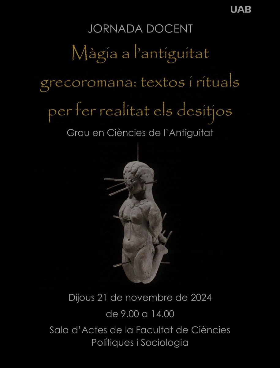 Mañana en Barcelona, jornada sobre magia en la Antigüedad 😊