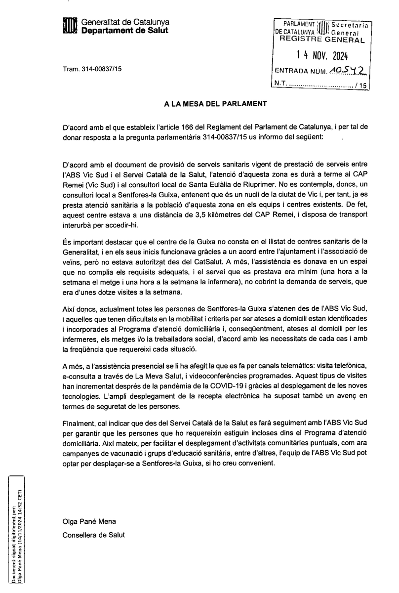 cupvic's tweet photo. 🏥 Manifestem el nostre desacord amb la decisió del @govern de no tornar a obrir el consultori de #laGuixa, que hem conegut arran de la resposta de la Consellera de @salutcat a una pregunta de la @cupnacional.
➡️Tota la informació a https://t.co/kcOTWvUPue #Sentfores #Vic #Osona https://t.co/1MmjrCfrI8