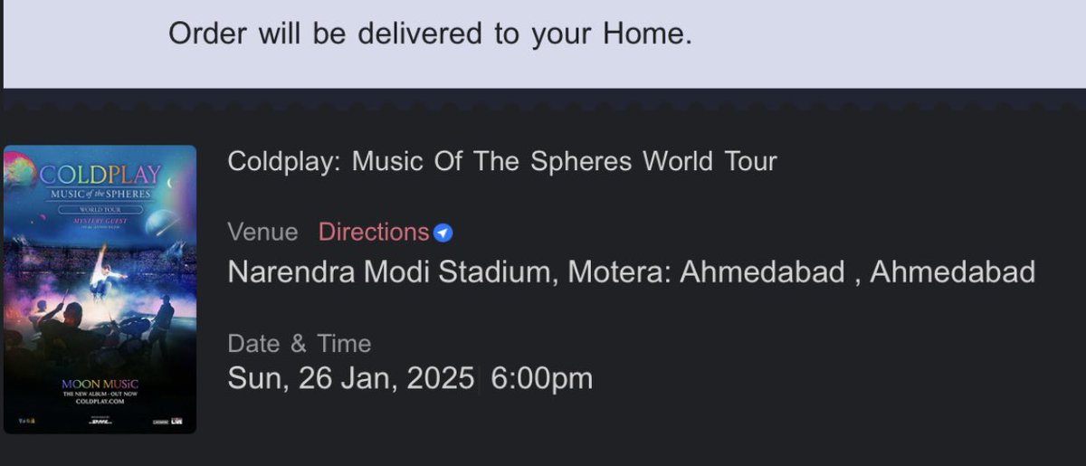 AnveshSoni3's tweet photo. I have 2 tickets available for #Ahmedabad concert , you can dm me for more info. I tend to give the tickets at a genuine rate (obv above the buying price) and to genuine fans .  #Coldplay #ColdplayAhemdabad  #BookMyShow #ConcertTickets 🦋💙 https://t.co/nSh74BR2a2