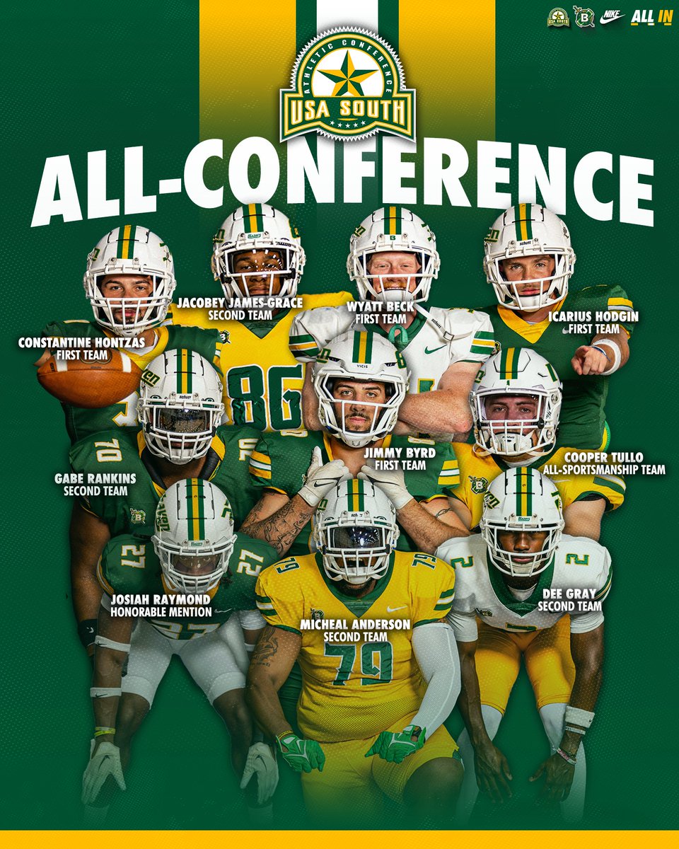 Belhaven Blazers (@belhavenblazers) on Twitter photo ๐๐ฅ๐ฅ-๐๐๐ ๐๐จ๐ฎ๐ญ๐ก ๐๐๐ฅ๐๐๐ญ๐ข๐จ๐ง๐ฌ ๐
Congratulations to these ten Blazers on being named to the <a href="/usa_south/">USA South Athletic Conference</a> All-Conference Teams
๐ฐ ยป bit.ly/3Z5EHkm
#GoGreen | <a href="/BelhavenFB/">Belhaven Football</a> ๐๐ฅ๐ฅ-๐๐๐ ๐๐จ๐ฎ๐ญ๐ก ๐๐๐ฅ๐๐๐ญ๐ข๐จ๐ง๐ฌ ๐
Congratulations to these ten Blazers on being named to the <a href="/usa_south/">USA South Athletic Conference</a> All-Conference Teams
๐ฐ ยป bit.ly/3Z5EHkm
#GoGreen | <a href="/BelhavenFB/">Belhaven Football</a>