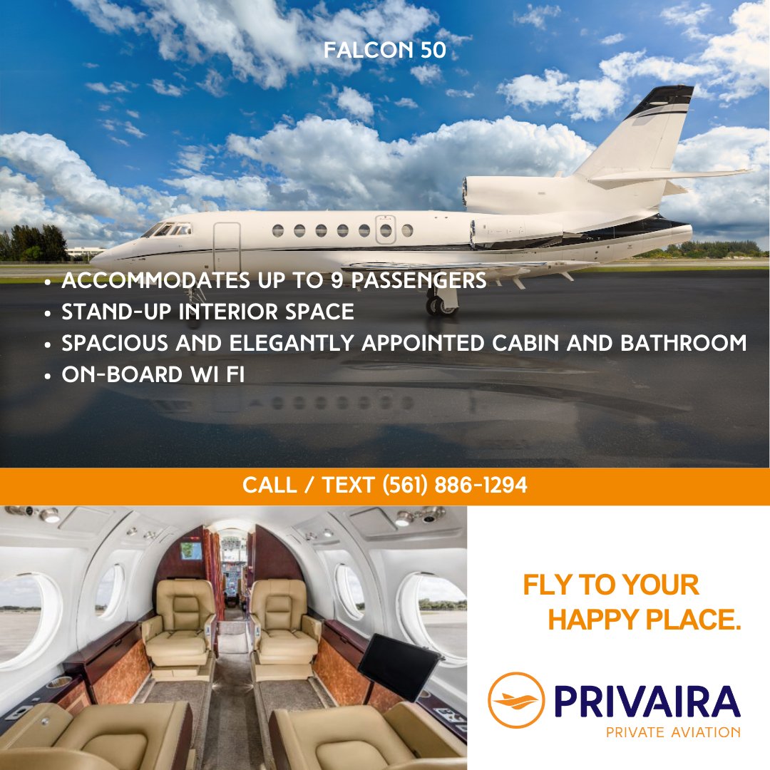 ✈️ Fly Private Between Boca Raton and Tampa with Privaira’s Exclusive Deals! Boca Raton, FL ➔ Tampa, FL / Tampa, FL ➔ Boca Raton, FL from $6,900

🎟️ Book Now!🔗 To inqure call/text (561) 886 - 1294​
#Privaira #PrivateJetDeals #FlyPrivate #HolidayTravel #PrivateJet #LuxuryTravel