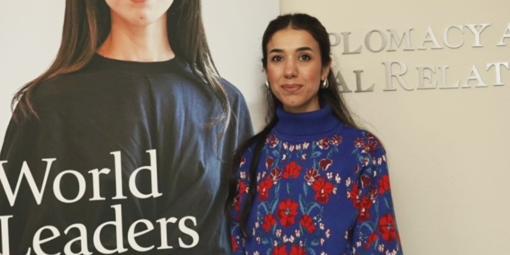 The School of Diplomacy welcomes 2018 Nobel Peace Prize winner Nadia Murad back to Seton Hall. Ms. Murad is a leading advocate for survivors of genocide and sexual violence. She is the recipient of the Vaclav Havel Human Rights Prize and the Sakharov Prize.