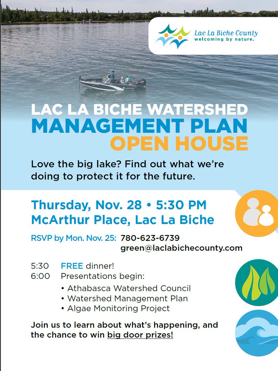 If you like lakes and want to learn more about watershed management, join us in Lac La Biche on the 28th of November for an open house!
Call: 780-623-6739
or Email: green@laclabichecounty.com to RSVP 💧
#Water #LacLaBiche #Lakes
