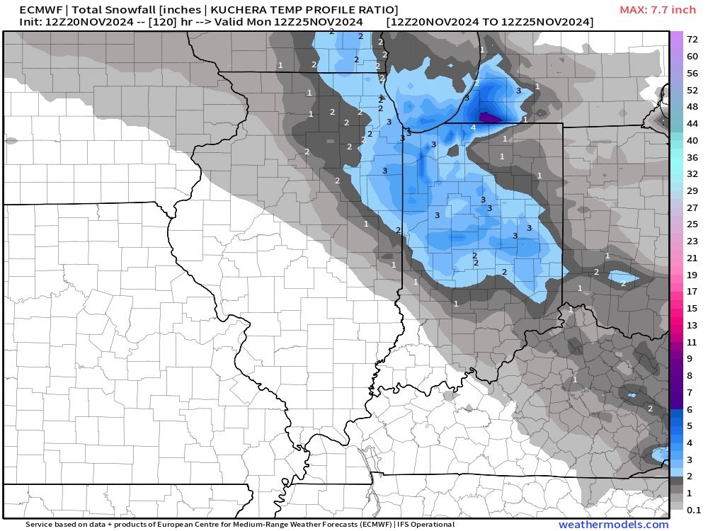 moekeever's tweet photo. Snowfall Thursday will fall and quickly melt away. Just don’t look at the Thanksgiving Day forecast. 🤪 https://t.co/PDY7LEHtBa