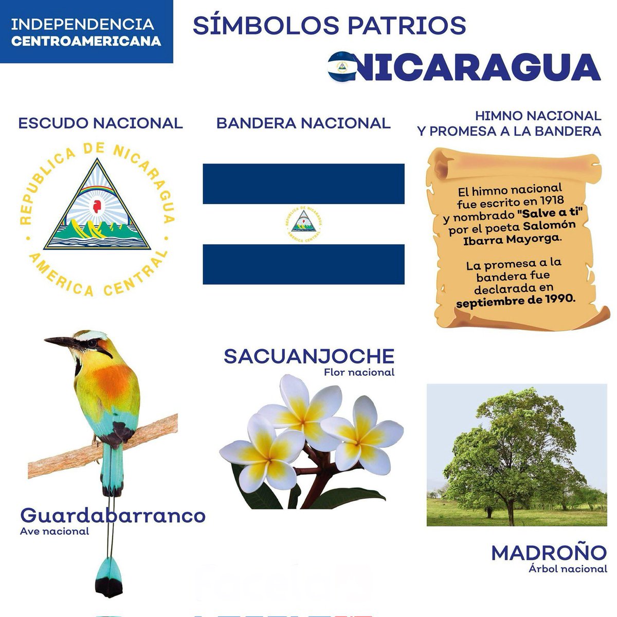 MedardoMairena's tweet photo. #Nicaragua
Estos son los símbolos patrios que todos los ciudadanos nicaragüenses de buena voluntad reconocemos.
Somos y siempre seremos “Azul y Blanco.” https://t.co/517khG1Mos