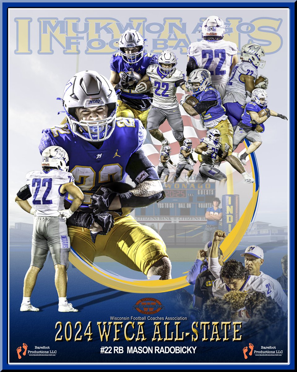 Barefoot Productions (@barefootprodllc) on Twitter photo Congratulations to <a href="/MukFootball/">Mukwonago Football</a> RB <a href="/MasonRadobicky/">Mason Radobicky</a> on being named to the <a href="/wifca/">WiFCA</a> All-State Team for the second straight season. Nicely done, Rado! ๐๐ป
Commissioned Poster from Barefoot โ
Congratulations to <a href="/MukFootball/">Mukwonago Football</a> RB <a href="/MasonRadobicky/">Mason Radobicky</a> on being named to the <a href="/wifca/">WiFCA</a> All-State Team for the second straight season. Nicely done, Rado! ๐๐ป
Commissioned Poster from Barefoot โ