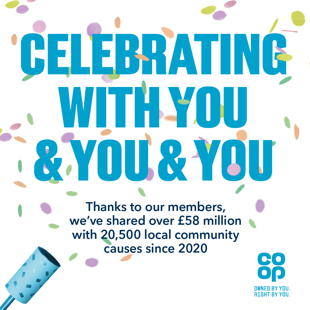 Proud to be part of <a href="/coopuk/">Co-op</a>.. tomorrow at 1AS Between 12 and 2 we celebrate how our members have helped to support so many amazing Local Community Fund causes 👏 looking forward too seeing the local causes for Manchester 
Not chosen your cause yet? Do it in the app now!