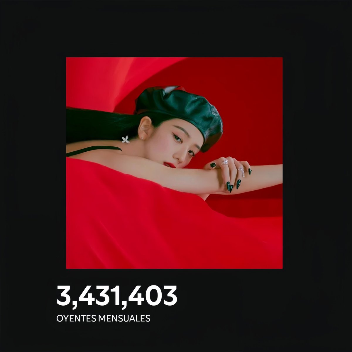 BLKPNKStream's tweet photo. #JISOO — Oyentes Mensuales en Spotify (19 de Nov)

■ 3,431,403 (-31,288)

 - Peak (Pico): 16,659,396 (#360) https://t.co/WbOgRle1YR