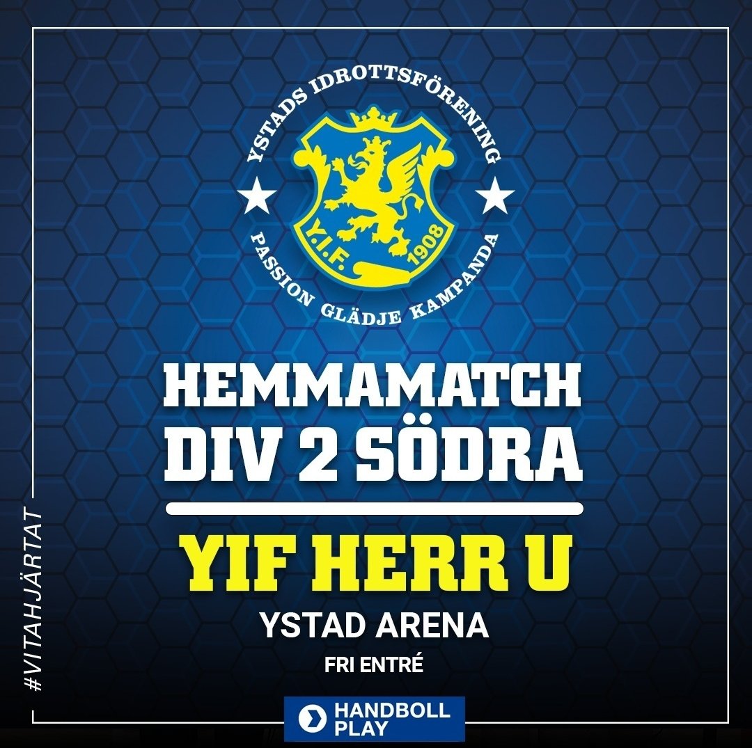 cbystad's tweet photo. Hemmamatch för YIF Herr-U imorgon torsdag 21 nov kl 19.30.
Motståndet står IFK Malmö för.
Kan man inte se den live så sänds den även på @solidsport_swe 
@YIFhandboll 
#handboll https://t.co/e6OLcRIa9P
