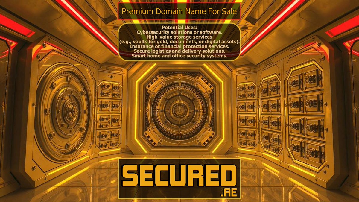 AE_Domains's tweet photo. Premium Domain Name For Sale: https://t.co/QRzxOWYfCj
Your Trusted Name for Protection, Security, and Safe Keeping in the UAE! Unmatched Branding: Communicates trust, reliability, and safety values every business and individual seeks.
#Secured #Guard #Valuables #Vault #UAE https://t.co/FHevaowZ9B