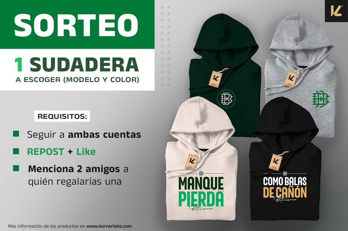 ElMagoBotas_'s tweet photo. Sorteo bético navideño de la mano de @KornerLabs para llevarte una sudadera a elegir por el ganador.

Requisitos:

1. Dar RT + Me Gusta.
2. Seguir a @ElMagoBotas_ y @KornerLabs
3. Mencionar a dos amigos.

El ganador se dará a conocer el 1 de diciembre.

Mucha suerte 💚🎄 https://t.co/Q2b6Nmmbw7