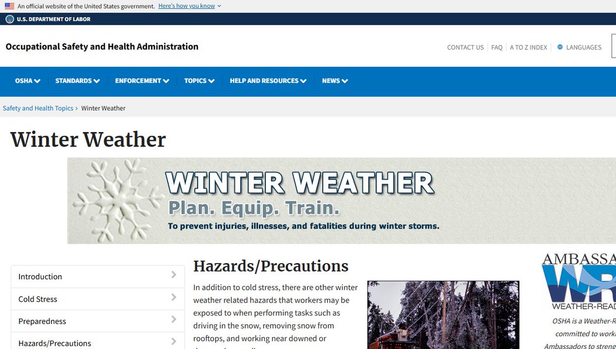 TrufastUSA's tweet image. ❄️ Winter weather is on the horizon for a lot of us. Ensure you, your company, and your employees are refreshed and up-to-date on winter tips and preparation. 

💻 osha.gov/winter-weather…

#ConstructionTips #Roofing #WeatherTips