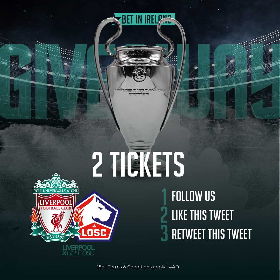betinirelandie's tweet photo. 🎉 GIVEAWAY 🎉

Win 2 tickets to #LiverpoolFC vs. #LilleOSC in the #ChampionsLeague at #Anfield! 🔥
Follow the steps for your chance to win!

Entries close Jan 16, 2025. Winner announced Jan 17. Good luck! 🍀

#FootballFans #Giveaway https://t.co/CzsTg1H3nD