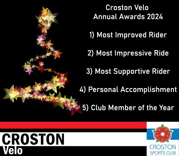 Nominations now live for the <a href="/Crostonvelo/">Croston Velo</a> annual awards on 7th December which take place <a href="/crostonsc/">Croston Sports Club</a>. See WhatsApp for details