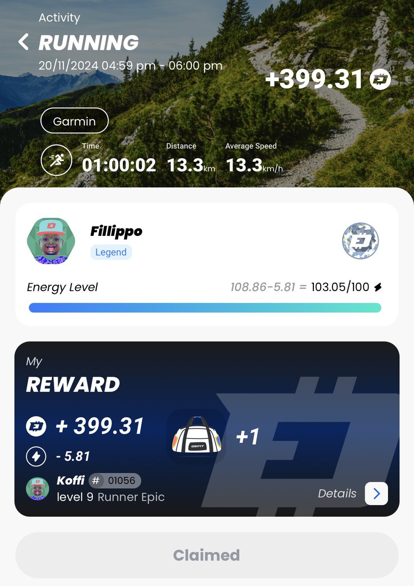 DefitBorg challenge has begun but we hit it off with an interval training 🔥:
- 9*800m <a href="/4/">w</a>:10
- 9*400m <a href="/5/">Reserved</a>:10

You can still join the challenge last minute, pot of 2630 DEFIT to be distributed equally for the top20 🚀

Captain code: 2C538A0B

<a href="/DEFITofficial/">DEFIT</a> 
<a href="/MikiBorg1/">MikiBorg</a>