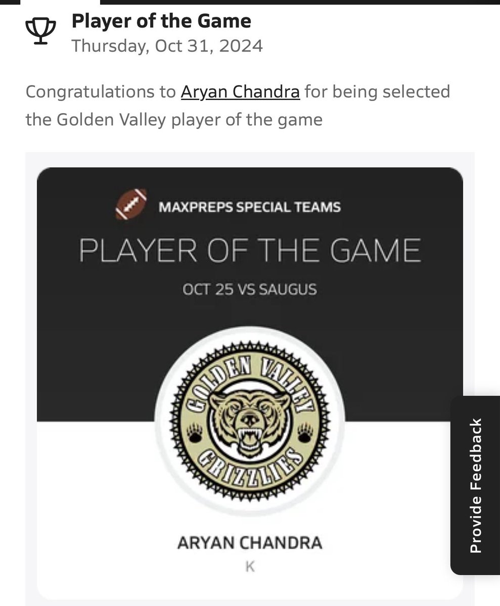 Player of the game