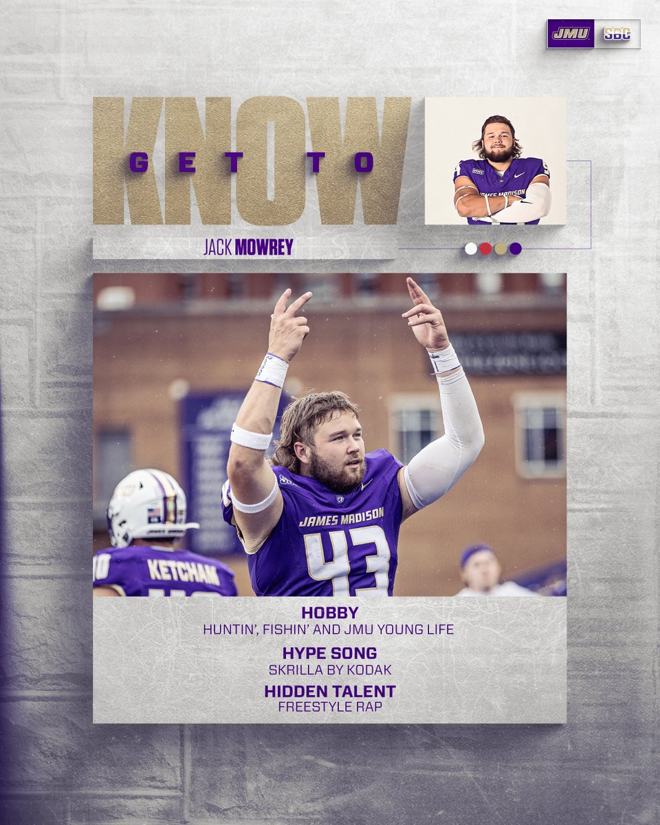 JMUFootball's tweet image. Huntin', fishin' and freestyle rappin' 🤠

Get to know long snapper, Jack Mowrey! 

#GoDukes