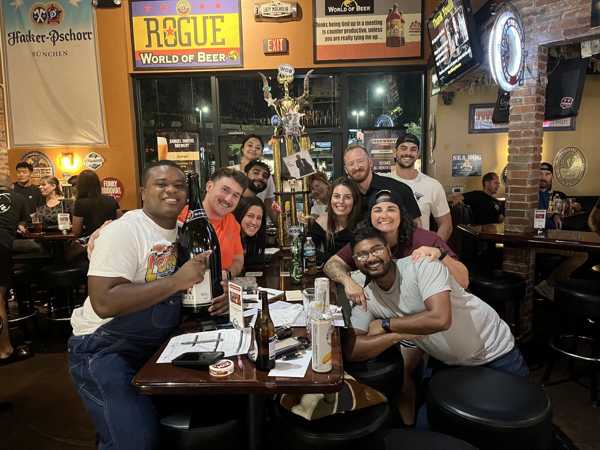 WOB_Viera's tweet photo. It's trivia night at WOB, but tonight we have special guests returning from days ago hosting the show..........Shane &amp; Cory! The free answer is Fireys. Get the team together and let's play. Game starts at 7:30pm. See you tonight. Cheers! #wobviera. https://t.co/9iSK2P7FlT