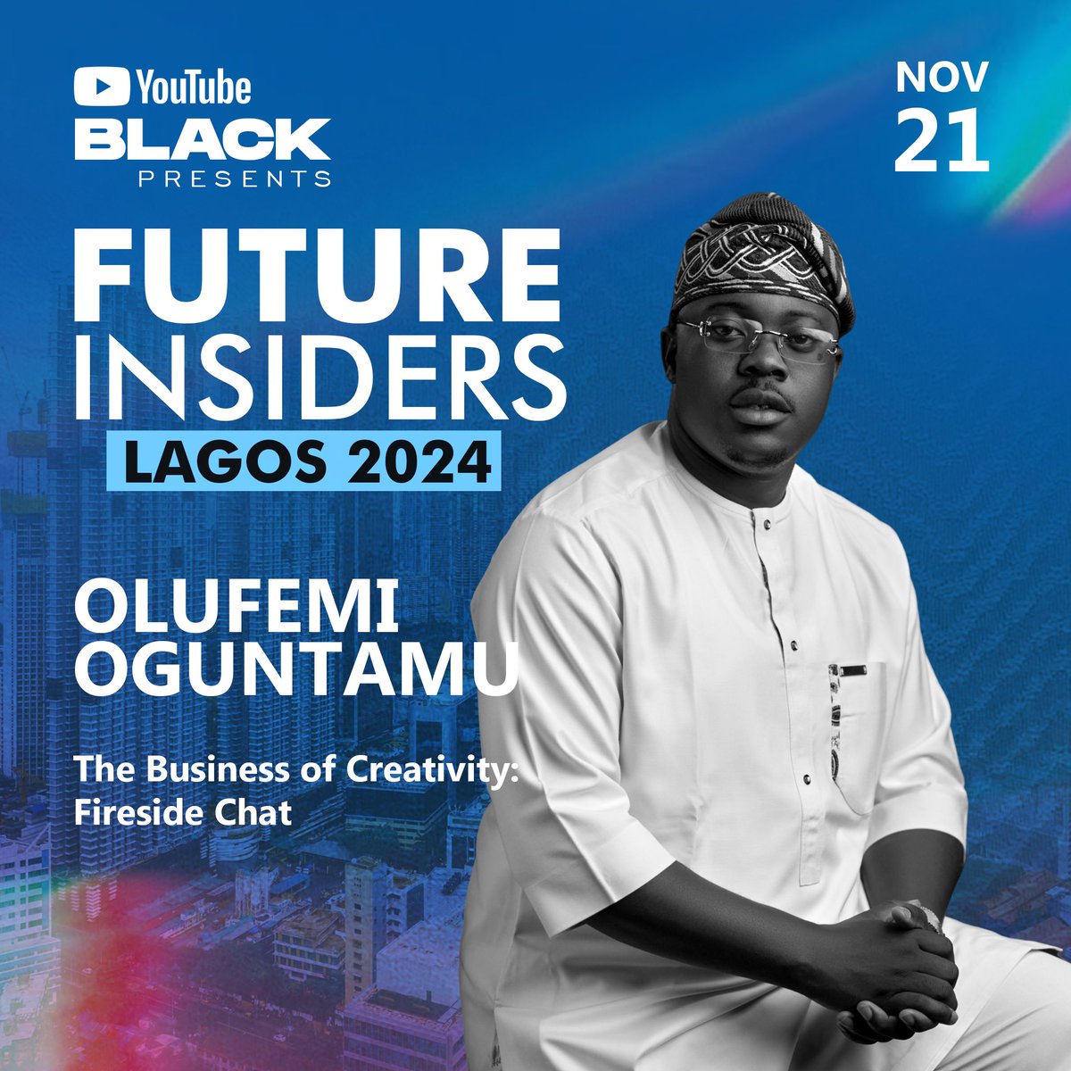 Speaking at YouTube Future Insiders Lagos 2024 tomorrow
The event aims to give young professionals who are interested in a career in music and content creation the opportunity to learn from legendary creators, musical professionals, and industry experts.  
#YouTubeFutureInsiders