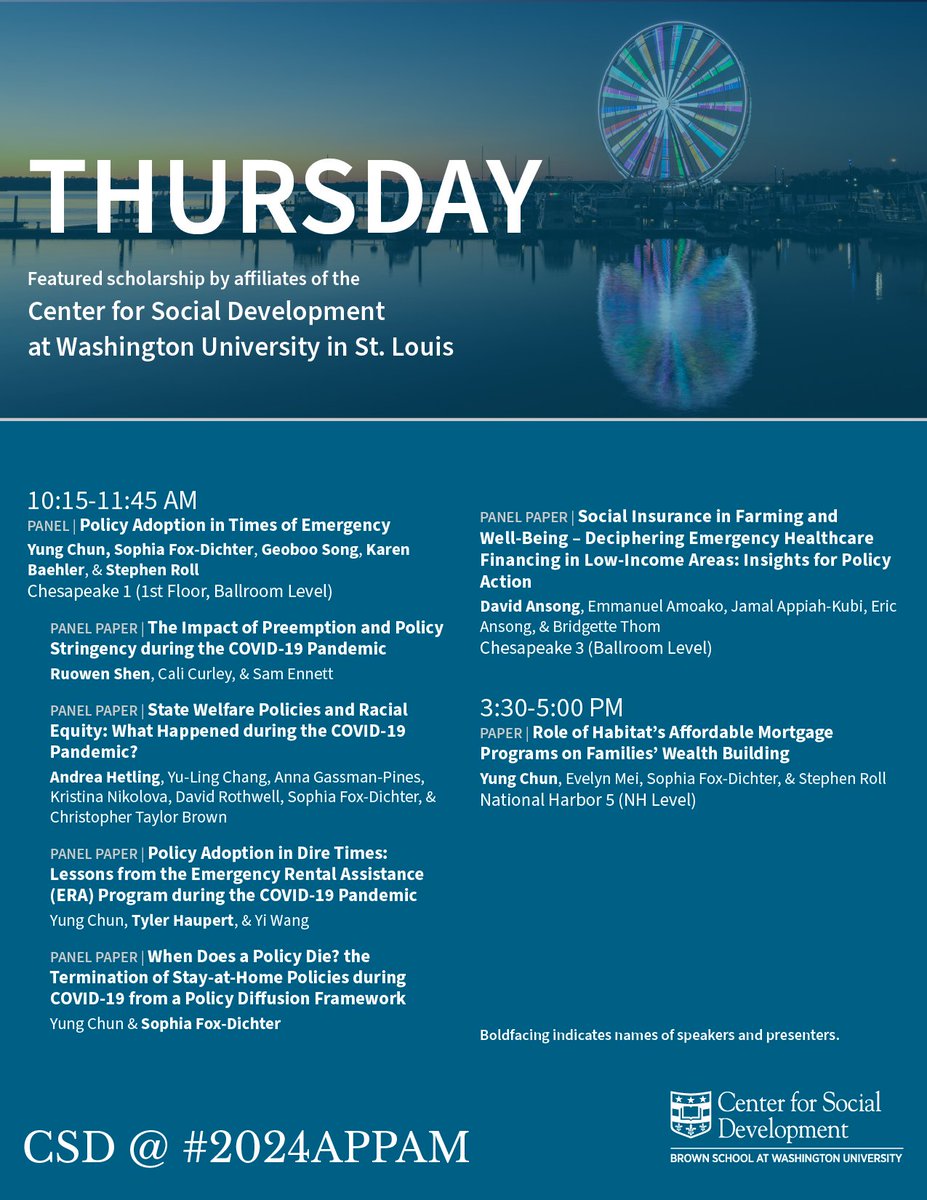 csdwustl's tweet image. Got plans for Thursday at #2024APPAM? Join us for these!

#APPAM #policy