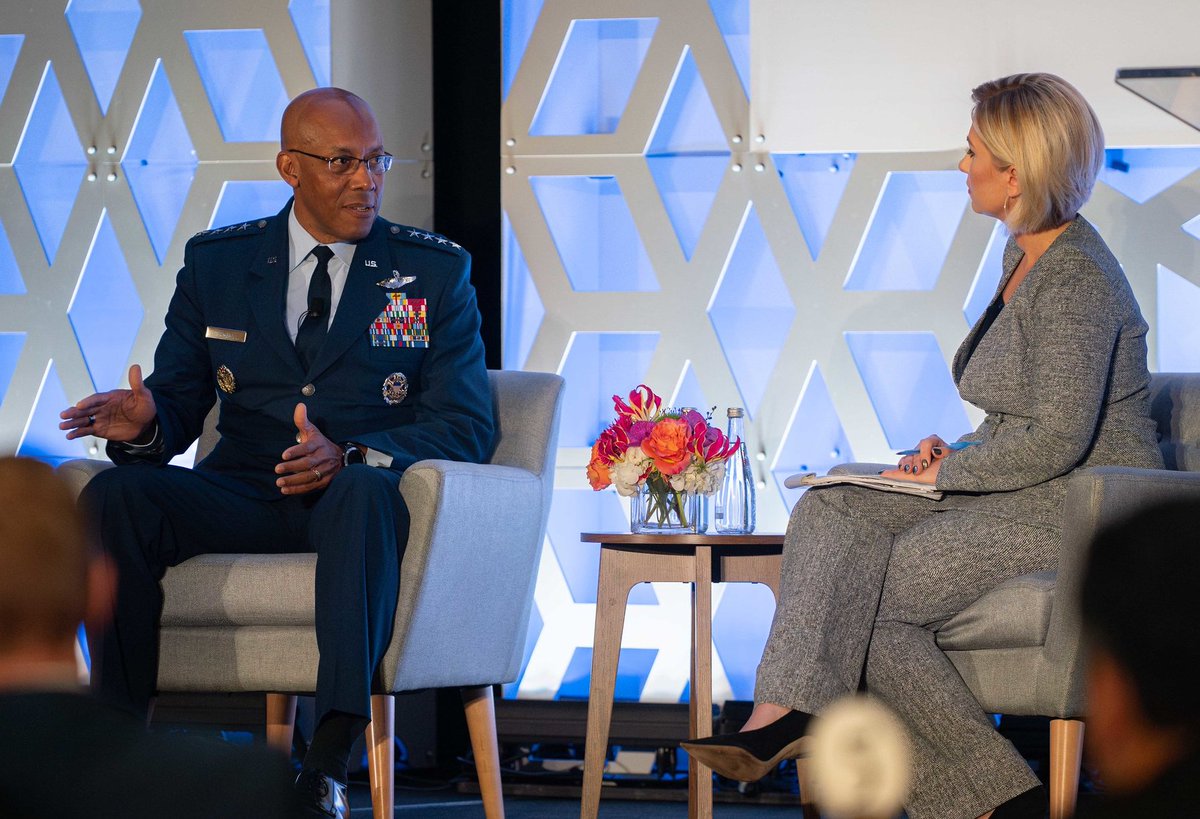 GenCQBrownJr's tweet photo. Honored to have a fireside chat with @MorganLBrennan at the @AIAspeaks Board of Governors meeting in DC. We discussed the critical role of the defense industrial base in driving #defense modernization &amp; maintaining our competitive edge in the complex global security environment. https://t.co/goEHXxBWvR