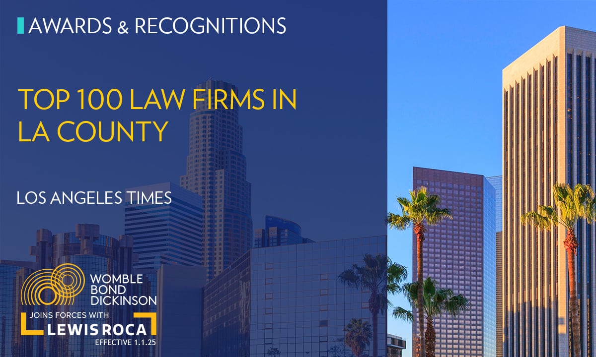 Ranked among the top 100 law firms in Los Angeles County by attorney count by the Los Angeles Business Journal, Lewis Roca remains committed to delivering exceptional service across a wide range of industries. Read more: hubs.la/Q02YZGKZ0