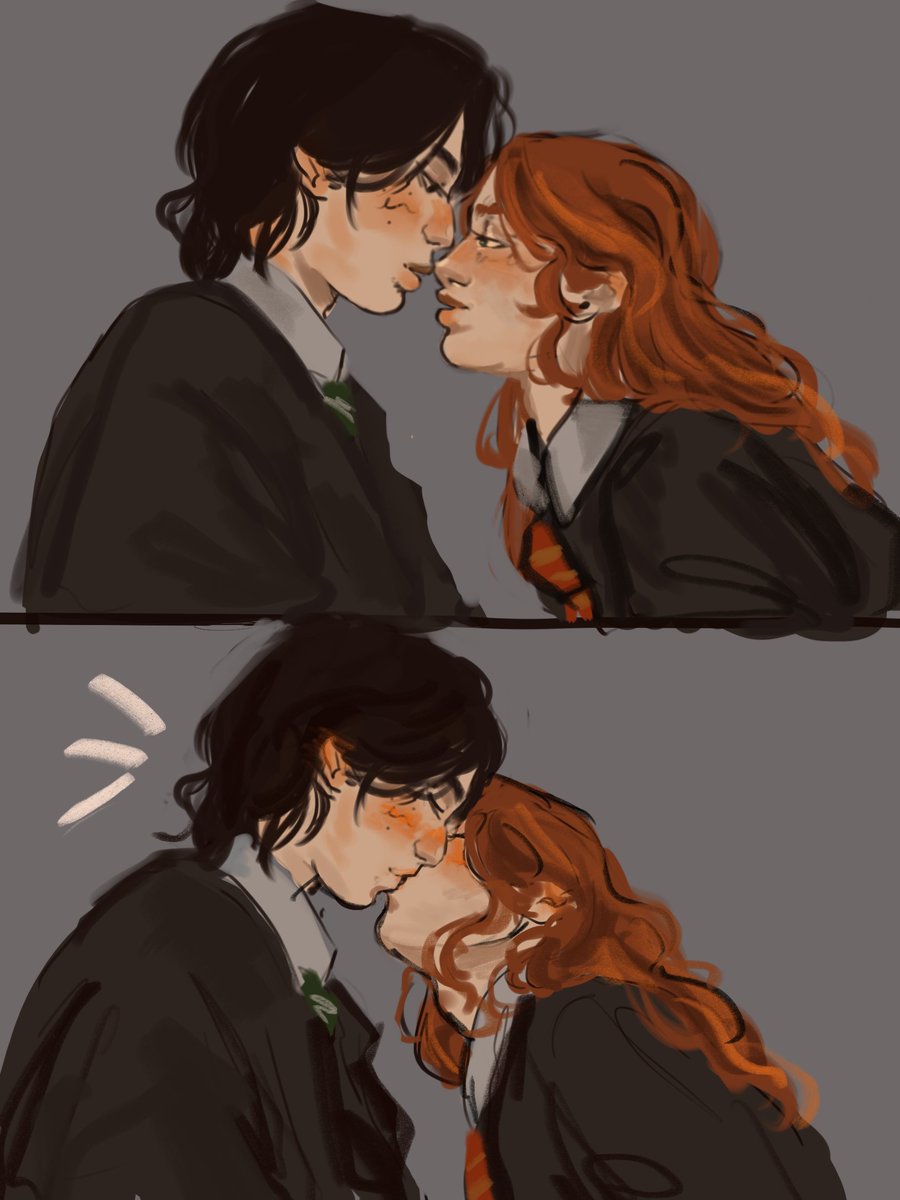 casszanova's tweet photo. Snily 2nd year first kiss sketch https://t.co/tfWWXvOKh7