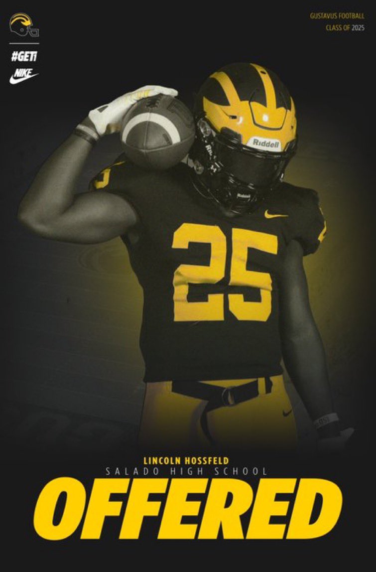 I would like to thank the GAU family and after a great talk with <a href="/GlynnDerek/">Coach Glynn</a> I would love to announce an offer to continue my academic &amp; athletic career at Gustavus Adolphus University! <a href="/gustiefootball/">Gustavus Football</a> <a href="/QBCoachBeaty/">Coach Beaty</a> @recruitsalado