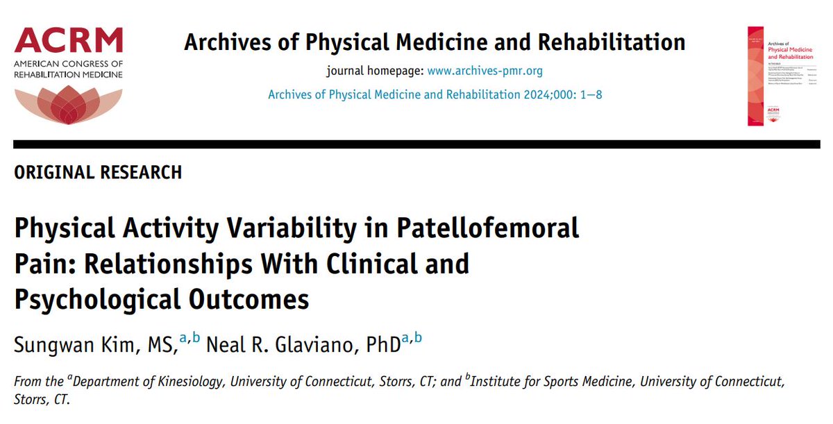 Sungwan Kim (@sungwankimatc) on Twitter photo ☑️What we found: Individuals with PFP had greater physical activity variability compared to pain-free individuals, which related to more severe pain.
👉50 days of #openaccess via this link: authors.elsevier.com/a/1k7zBwCgIO91
<a href="/NealGlaviano/">Neal Glaviano</a> <a href="/uconn_soar/">UConn SOAR</a> <a href="/UConn_ISM/">UConn Institute for Sports Medicine</a> ☑️What we found: Individuals with PFP had greater physical activity variability compared to pain-free individuals, which related to more severe pain.
👉50 days of #openaccess via this link: authors.elsevier.com/a/1k7zBwCgIO91
<a href="/NealGlaviano/">Neal Glaviano</a> <a href="/uconn_soar/">UConn SOAR</a> <a href="/UConn_ISM/">UConn Institute for Sports Medicine</a>
