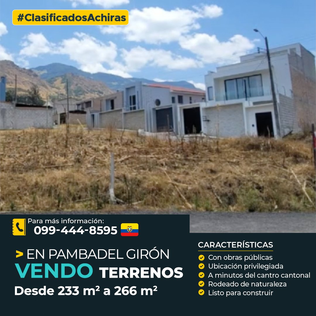 #ClasificadosAchiras
🏡 ¡Encuentre su nuevo hogar o inversión perfecta! 🏡

Explore nuestras propiedades en venta: terrenos, casas y más, diseñados para cumplir con sus necesidades. ¡La oportunidad que busca está aquí!

📣 ¿Quiere publicar su anuncio y llegar a más de 100,000