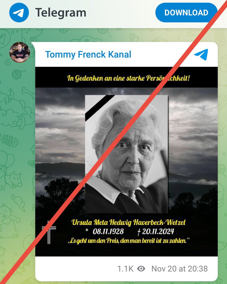 „Die Besten sterben jung“ (Böhse Onkelz). Ursula #Haverbeck wurde 96.