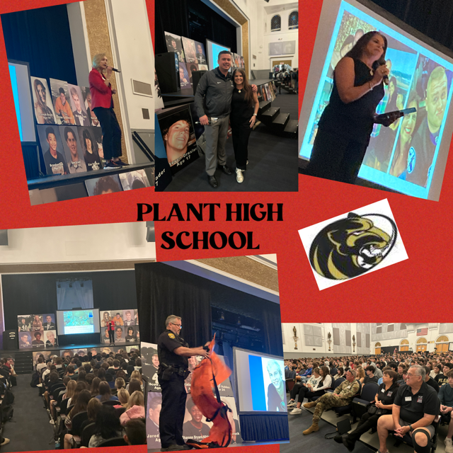 It isn't usual that two of the stories included in today's presentation with Plant High School sophomores happen to be from their high school. Scott Sehres and Katie Golden, both former Plant High students, died from substance overdose. Let's end this epidemic of ovedose death!