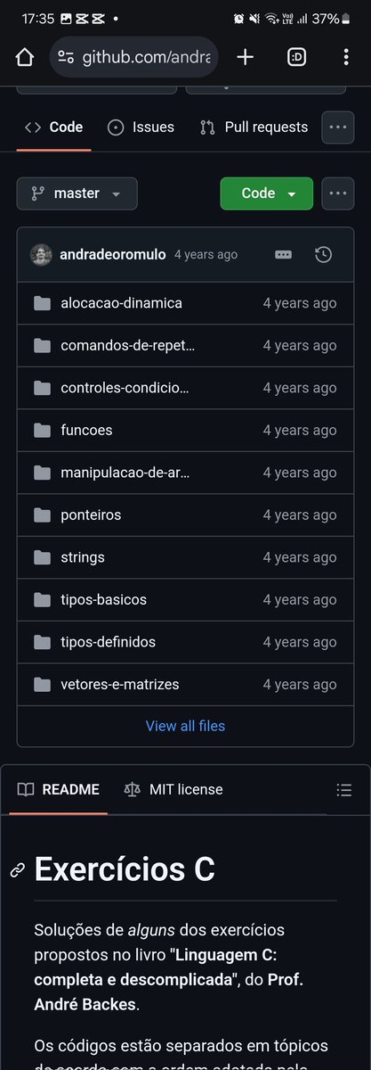 Pinheiro314n's tweet image. Alguns exercícios do livro "linguagem C: completa e descomplicada" . Achei essa mina de ouro no github!! Passando o link abaixo