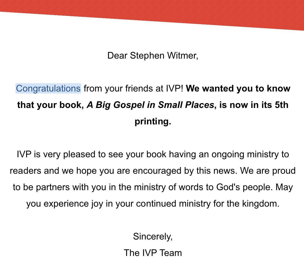 It's great to see A Big Gospel continuing to get out into the world. Thanks to everyone who's reading it!