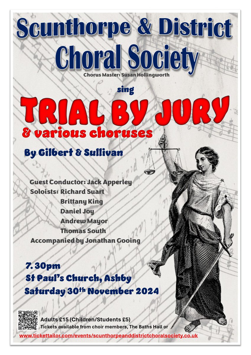 ScunChoral (@scun_choral) on Twitter photo Just 10 days to go to Trial By Jury (& some other G&S on the side)! Come along to be entertained by the witty lyrics and brilliant soloists including Richard Suart.  Conducted by Jack Apperley. St Paul’s Church, Ashby 7:30pm 30th November.  Tickets at: tickettailor.com/events/scuntho…? Just 10 days to go to Trial By Jury (& some other G&S on the side)! Come along to be entertained by the witty lyrics and brilliant soloists including Richard Suart.  Conducted by Jack Apperley. St Paul’s Church, Ashby 7:30pm 30th November.  Tickets at: tickettailor.com/events/scuntho…?