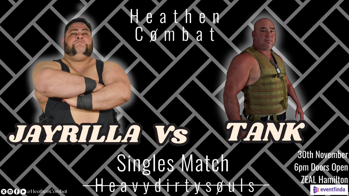 Heathen Combat (@heathencombat) on Twitter photo ***MATCH UPDATES***
Unfortunately, <a href="/SpartanSamBlack/">Spartan ⚔️</a> and <a href="/jt_hollow/">'Voidheart' JT Hollow</a> are unable to make our events to face <a href="/WillCuttingNZ/">⚔WilliamCutting⚔</a> and <a href="/jayrilla_pw/">JAYRILLA</a> respectively.
Stepping in to face both The Chosen One and The Great Ape is none other than The Original Heathen, Kerry "Tank" Diamond! ***MATCH UPDATES***
Unfortunately, <a href="/SpartanSamBlack/">Spartan ⚔️</a> and <a href="/jt_hollow/">'Voidheart' JT Hollow</a> are unable to make our events to face <a href="/WillCuttingNZ/">⚔WilliamCutting⚔</a> and <a href="/jayrilla_pw/">JAYRILLA</a> respectively.
Stepping in to face both The Chosen One and The Great Ape is none other than The Original Heathen, Kerry "Tank" Diamond!