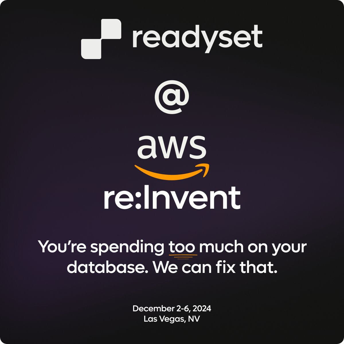 Counting down to AWS re:Invent! 🚀

Our CEO, Gautam, &amp; VP of Product, Tanmay, will be in Vegas Dec 2–6 to talk database scaling &amp; SQL query caching.

Let’s connect over lunch, dinner, or drinks-DM us to set it up!

#database #caching #AWSreInvent #MySQL #PostgreSQL