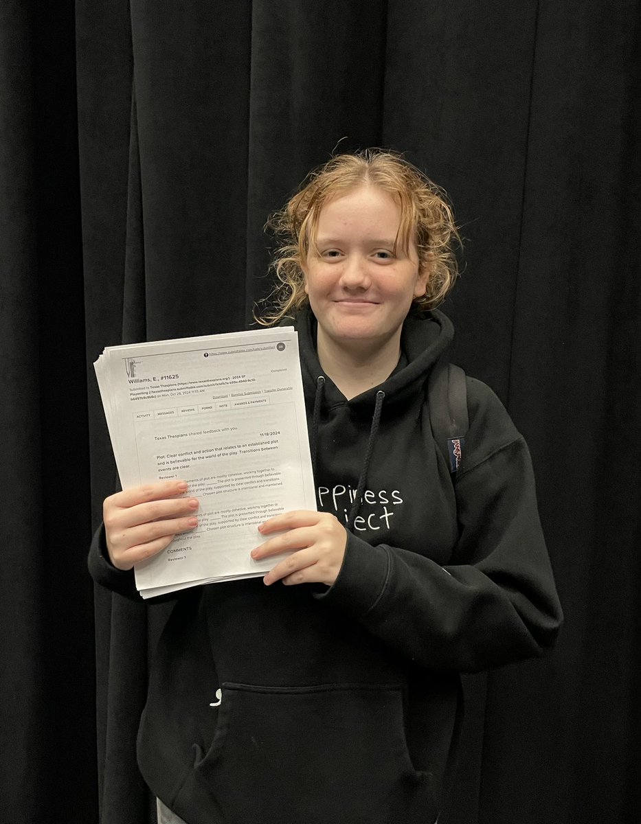 humblehstheatre's tweet image. History in the making! We went to @Texas_Thespians for the very 1st time this year &amp;amp; Emma Williams qualified for nationals in playwriting. We are so proud of her hard work. 🎭🧡🖊️#nshssgrantwinner @HumbleISD_HHS #playwright #wordshavepower