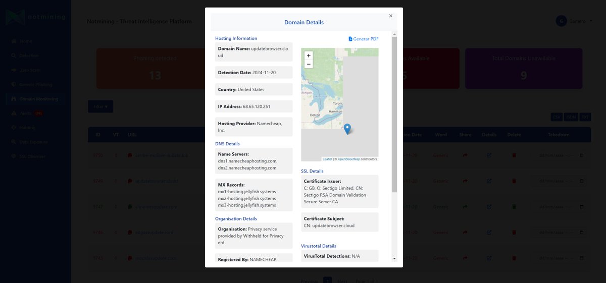 Continúan las falsas actualizaciones de navegadores:

updatebrowser[.]cloud 

- Análisis any.run/report/f8bae46…

- chnomesupdate[.]com - sin contenido
- edgassupdate[.]com y mozsilasupdate[.]com - redirección a elrifeno[.]com[.]lander - sin contenido