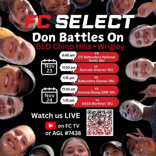 Last tournament of the fall! Come check us out or tune in on AGL/ FC TV. It’s gonna be a great weekend against great competition!
<a href="/CoastRecruits/">Coast 2 Coast Recruits</a> <a href="/CoastRecruitsSB/">Coast Recruits 🥎</a> <a href="/Get2CollegAth/">Get 2 College Athletics</a> <a href="/LegacyLegendsS1/">Legacy & Legends Softball</a> <a href="/DirectRecruits/">Direct Recruits</a> <a href="/FastpitchAthRec/">Fastpitch Athlete Recruits</a> <a href="/Softball_Home/">Softball Home🥎</a> <a href="/ConnectSports_/">Connect Sports</a> <a href="/nxt1sports/">NXT 1</a> <a href="/TopPreps/">TOP PREPS @TopPreps | X</a>
