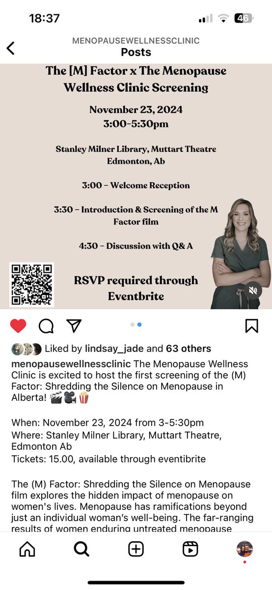 So excited for this screening and discussion with menopause expert!

Tell your friends ☺️