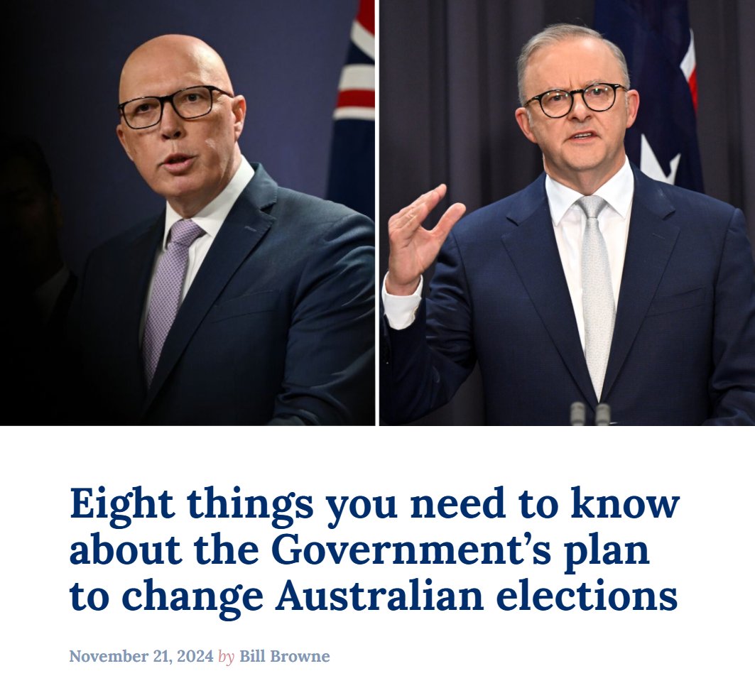 Here are 8 things you need to know about the Government's electoral reform bill, and 8 ideas to make it better.

From our Director of Democracy &amp; Accountability, Bill Browne. @browne90 #auspol

australiainstitute.org.au/post/eight-thi…