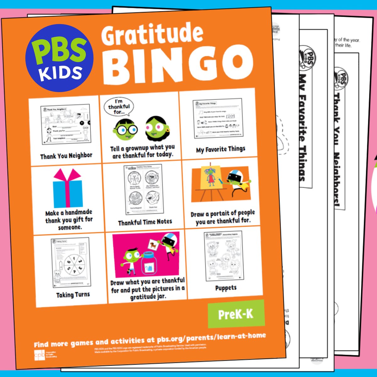 wedupbs's tweet image. Make thankfulness fun with Gratitude Bingo! 🦃🍂 A perfect activity to spark meaningful family moments while teaching kids about gratitude. ❤️ #GratefulKids #PBSLearning

Get this free resource 👉 florida.pbslearningmedia.org/resource/grati…