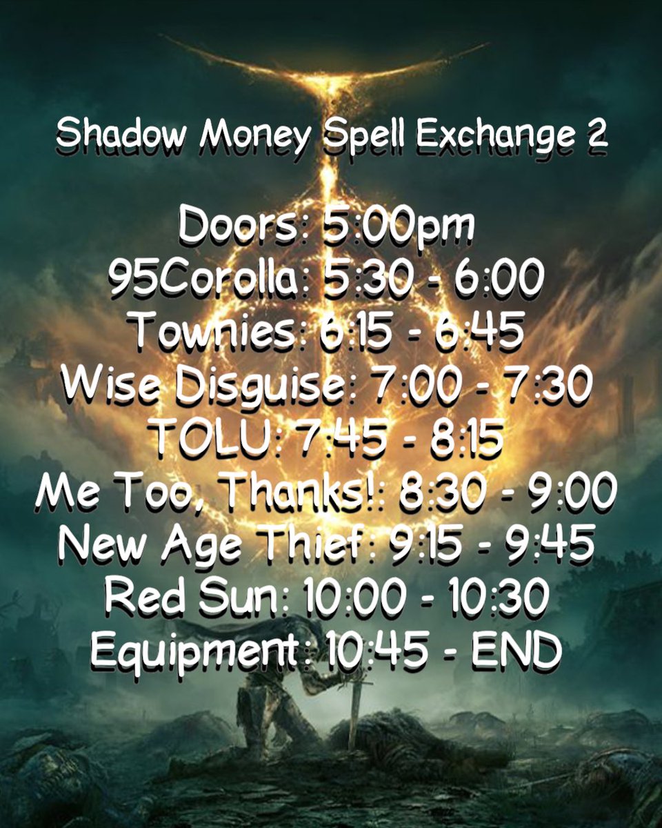 theotherslikeus's tweet image. Did someone say set times for Shadow Money Spell Exchange 2?