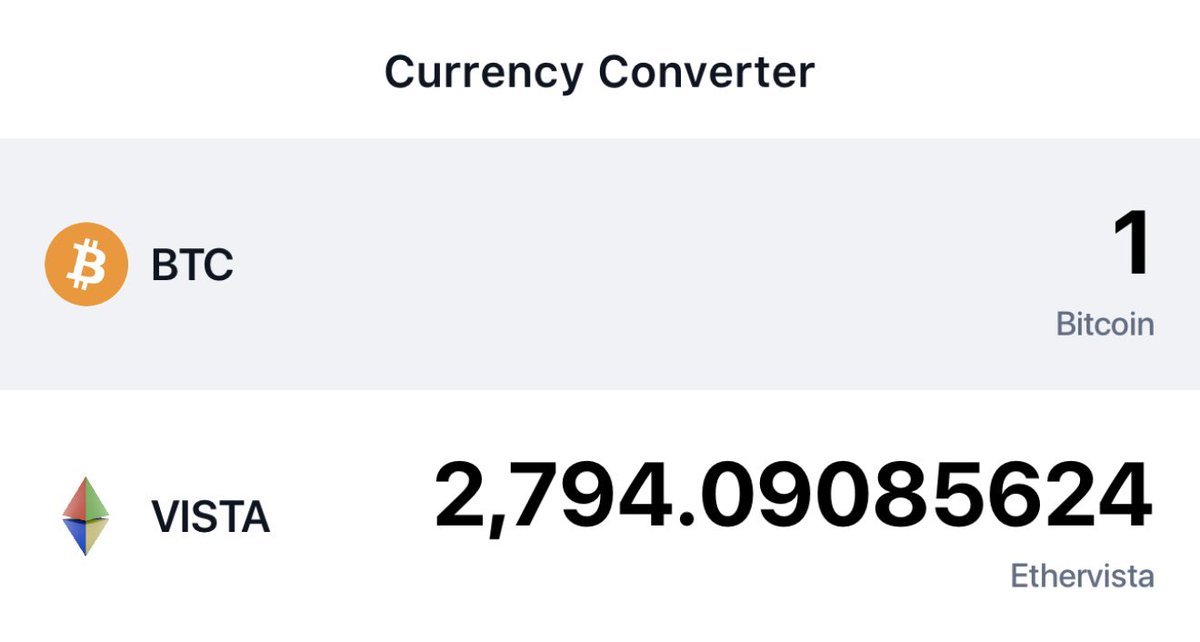 Update!🔔

Sell your $BTC and buy $VISTA 😉

Exchange Rate: 1 BTC = 2,794 VISTA

<a href="/ethervista/">Ethervista</a>