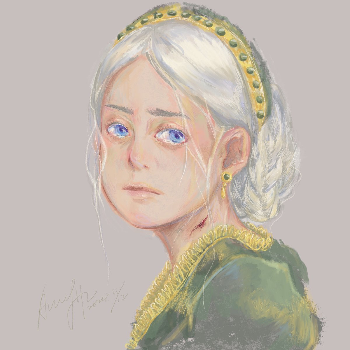 HuAmy750037's tweet photo. Try to catch the tiredness.

#hotd #HouseOfTheDragon #helaenatargaryen 
#queenhelaena https://t.co/RKB20Deu7h