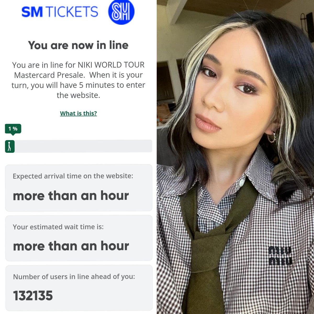 philconcerts's tweet image. The Mastercard Presale for NIKI has reached over 132,000 users in line on its first 5 minutes.